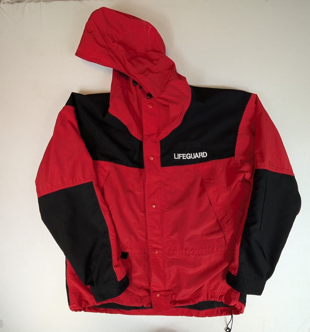 Rare BANFF Lifeguard Jacket XL Red Black With Hood Great Condition
